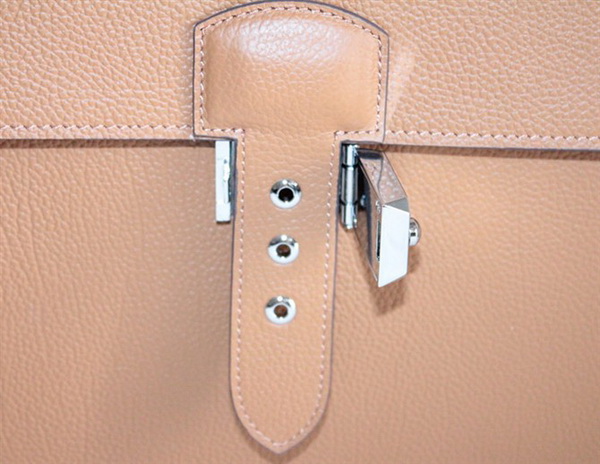 Best Hermes Sac A Depeche Lychee Texture Briefcase Light Coffee 509012 - Click Image to Close